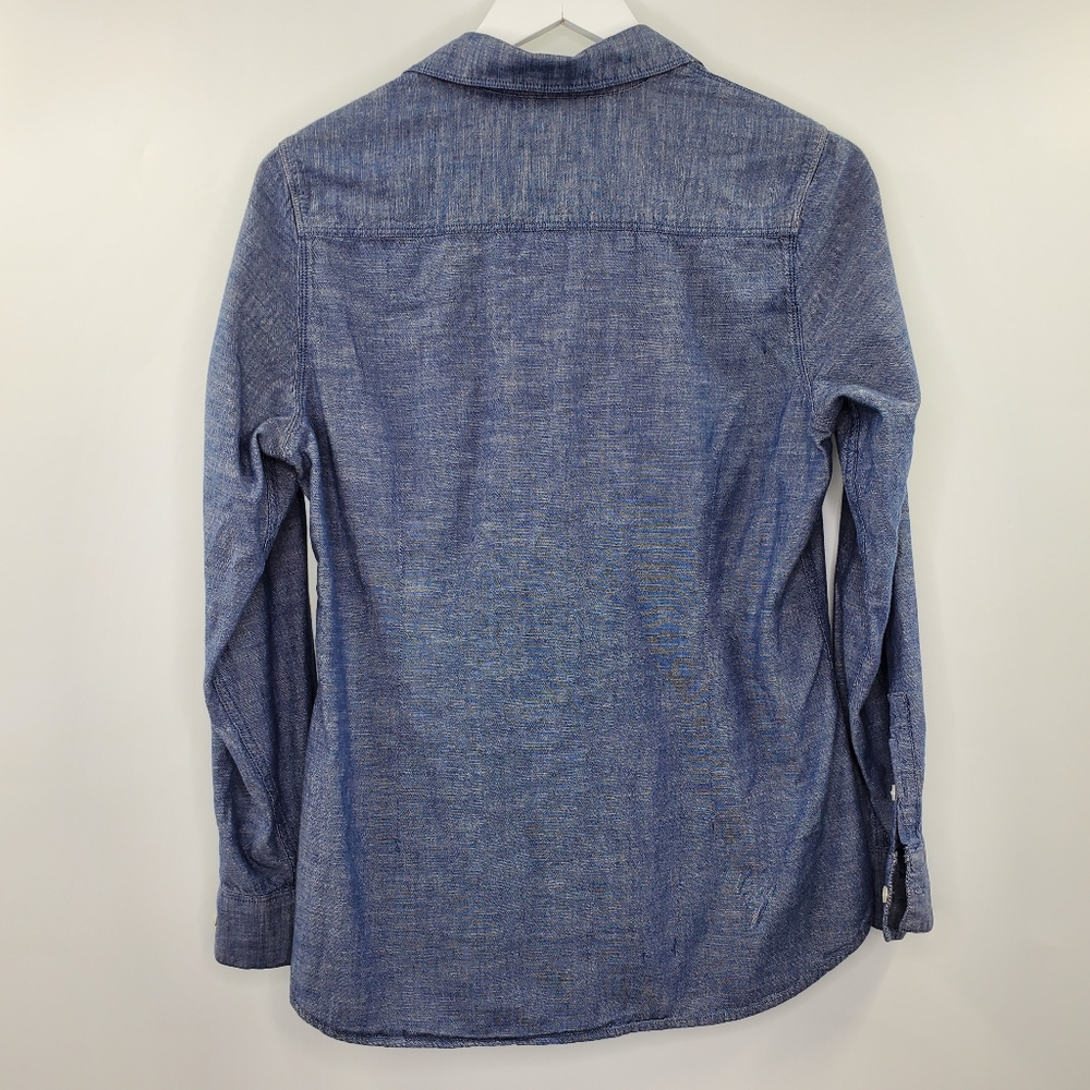 Lucky Brand Blue Chambray Button Up Shirt Minimal Poplin - Picture 4 of 7